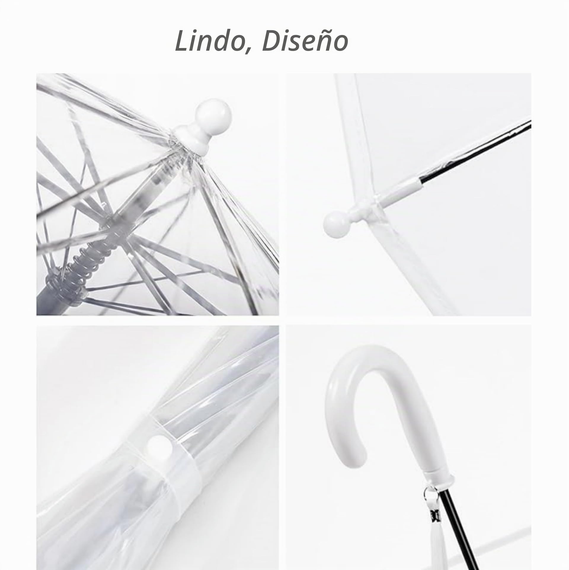 Paraguas para niños con techo de cúpula, diseño ligero, bonito y divertido, paraguas para el viento y la lluvia, paraguas en forma de campana transparente, regalos para niños
