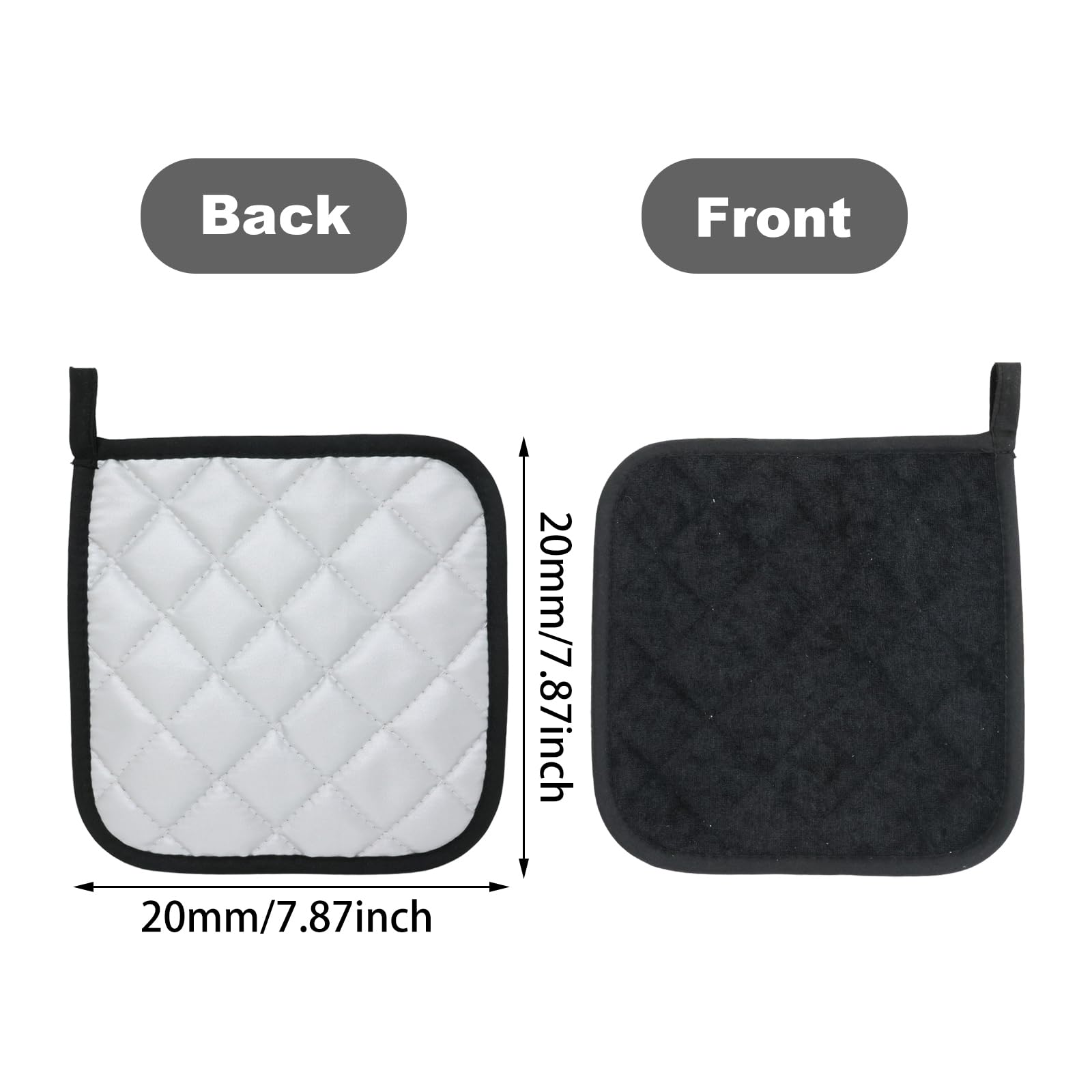 Honbay 4PCS Black Terry Cloth Pot Holders Kitchen Insulation Mats Heat Resistant Pot-Holder Oven Anti-Scald Pads for Cooking Baking