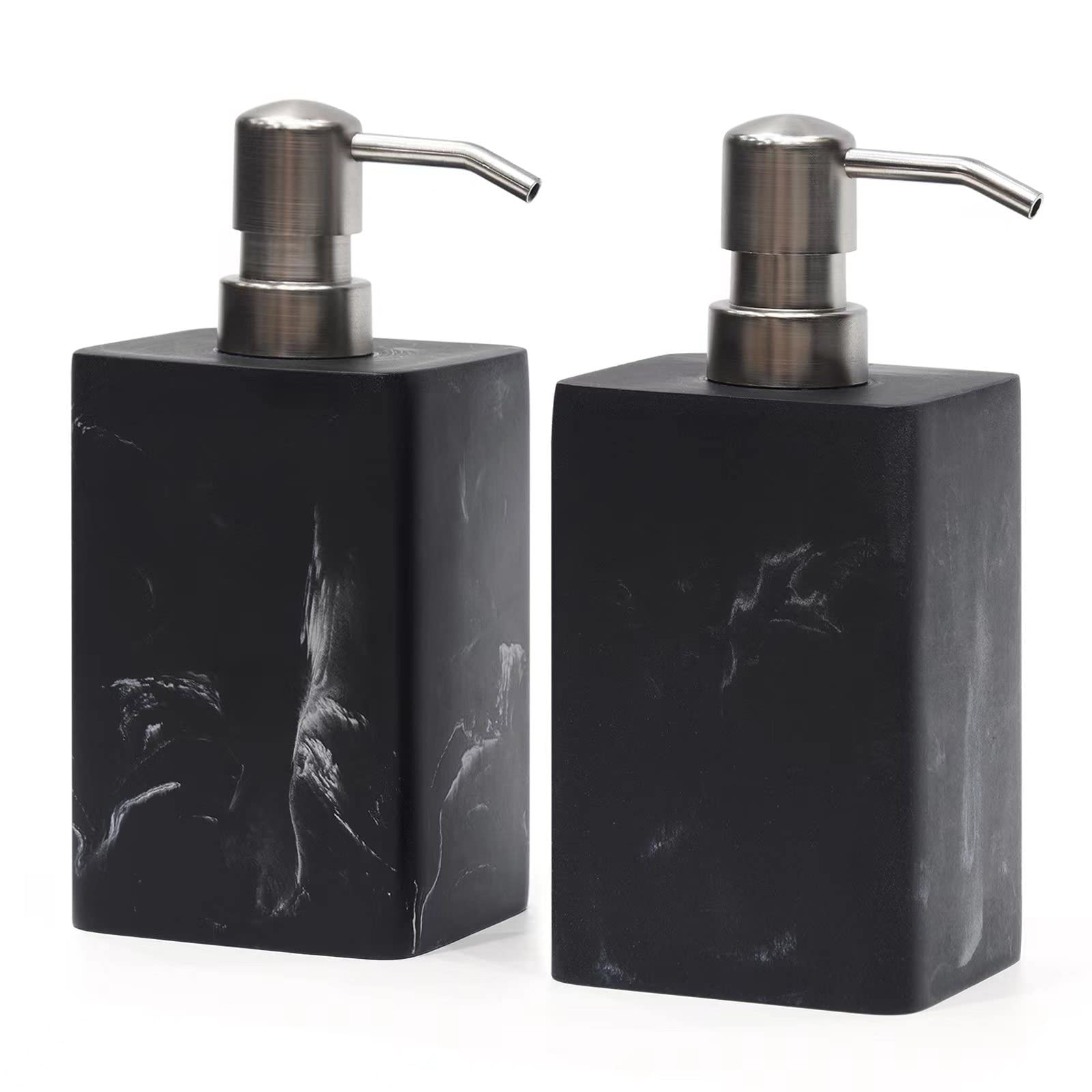 Suanti Soap Dispenser 2 Pack, 15 Oz Soap Dispenser with Brushed Nickel Pump.Refillable Hand Soap Dispenser for Bathroom Countertop & Kitchen Home Decor-Black