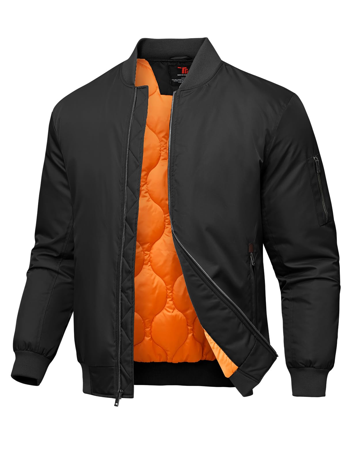 Rdruko Mens Bomber Jackets Onion Quilted Winter Padded Windbreaker Zip up 4 Pockets Waterproof Satin Flight Varsity Coats