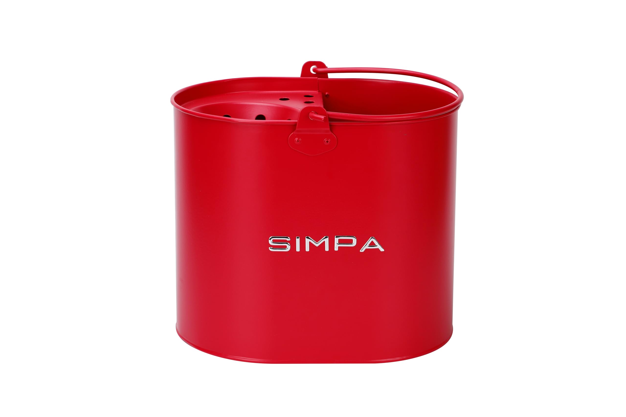 simpa 14L 14 Litre Stylish Metal Mop Buckets with Matt Red Colour Finish.