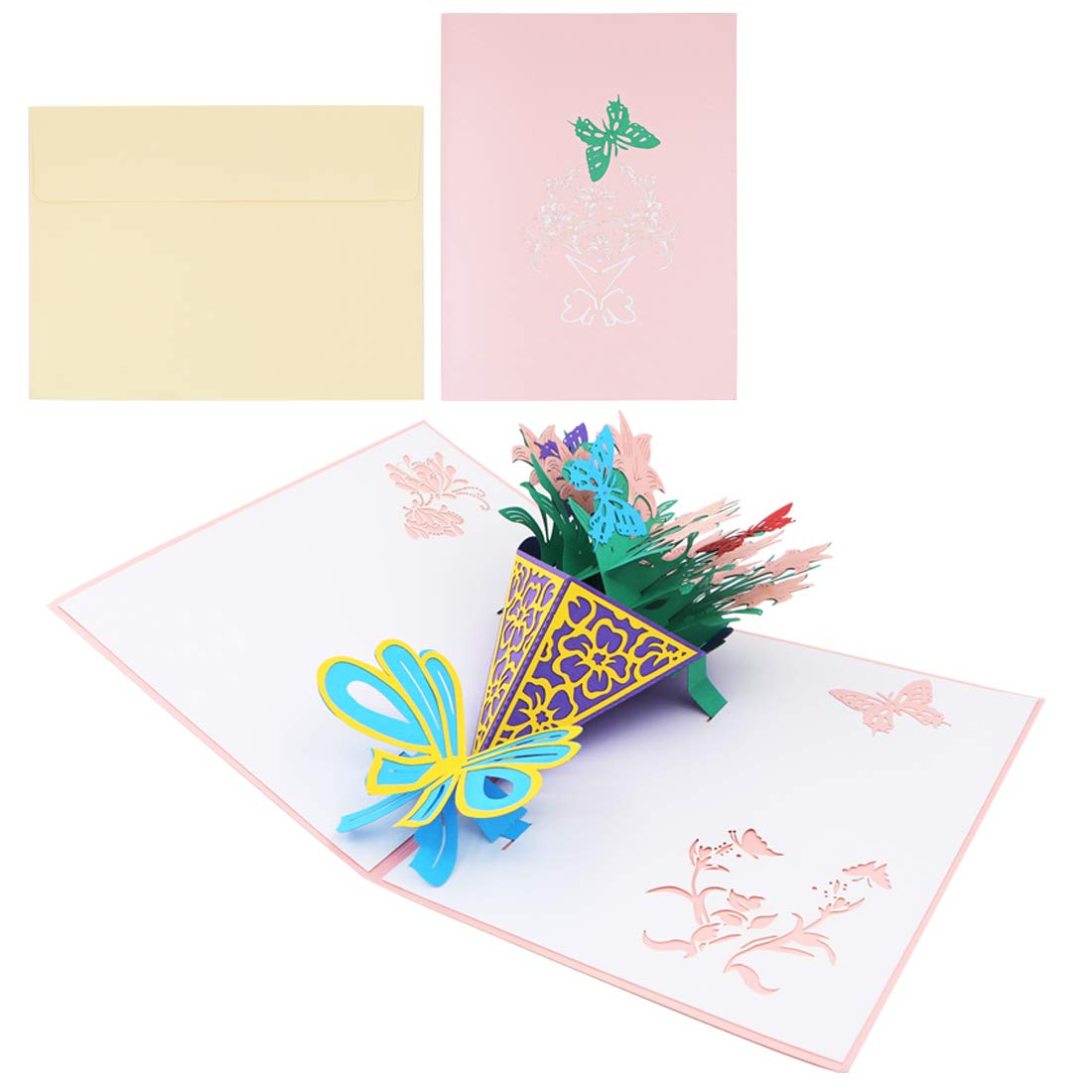 Pop-Up-Karte „Hello Fall“ – Mit Ahornblatt, Blumen & Schmetterlingen, 3D-Grußkarte 12,7 X 17,8 Cm