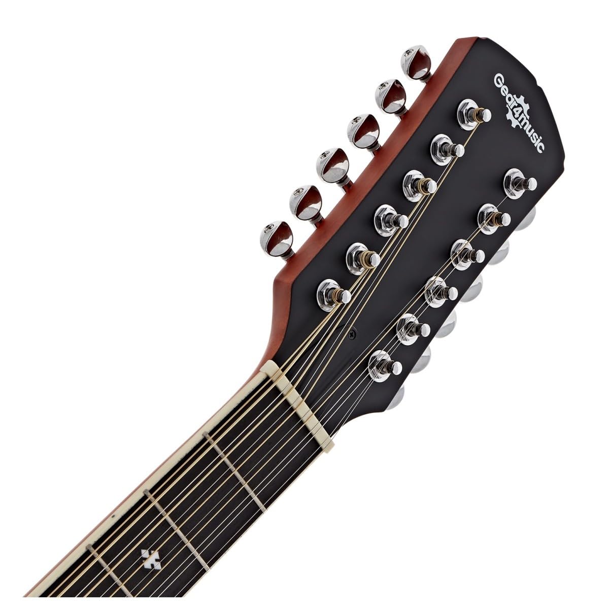 12 String Roundback Guitar by Gear4music Natural | Accordatore e controlli tono integrati, corpo ABS roundback per comfort e proiezione, suono iconico 12 corde
