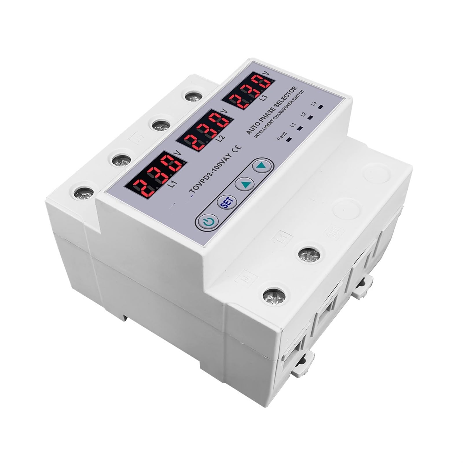 Voltmetro selettore di fase trifase 3P + N su guida Din 100A con protezione sovratensione e sottotensione regolabile Relè monitor Protector 1 pz