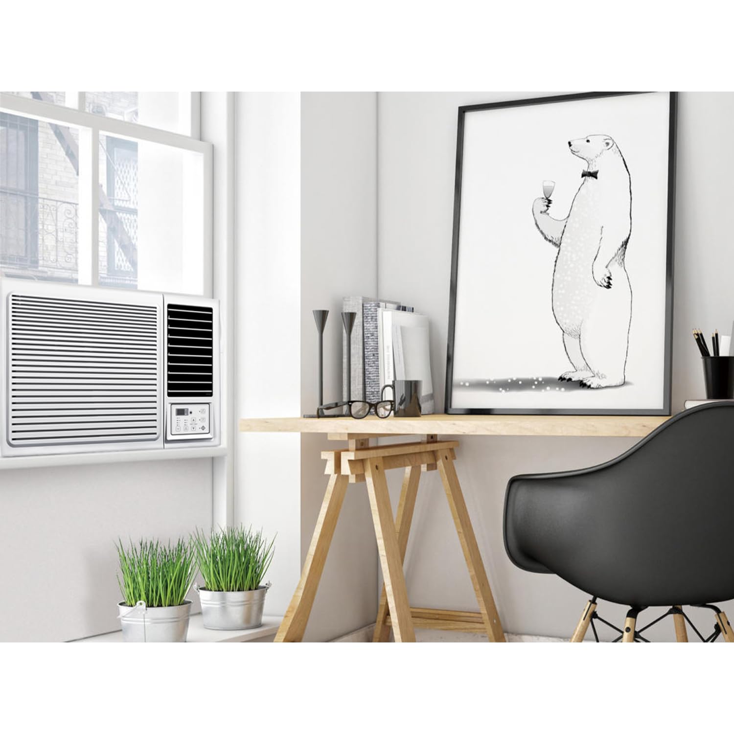 Climatizador monobloque para empotrar con ventana, 12000 BTU, eficiencia energética A/A, aire acondicionado para ventanas de bajo consumo con mando a distancia, ACW7-12
