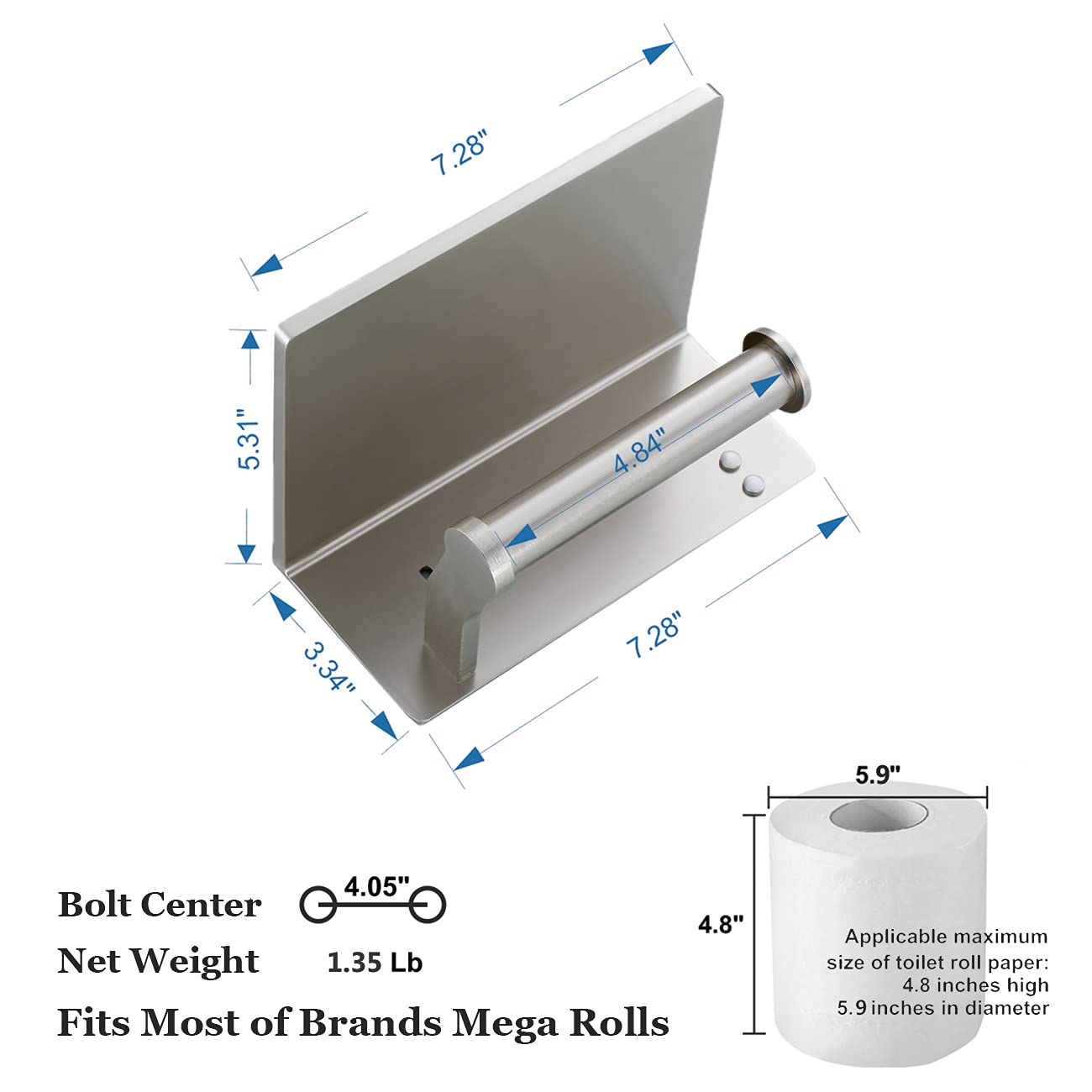 Soporte para Papel higiénico con Estante, Soporte de Papel higiénico de Aluminio con Estante de Almacenamiento para teléfono móvil para baño Moderno, Autoadhesivo 3M, sin taladrar o montado en la