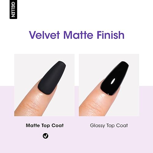 Miniatura 4 de Gellen Esmalte de uñas de gel mate, 0.7 onzas líquidas, capa superior mate que no se limpia, gel de lámpara de uñas, sella en color, evita arañazos