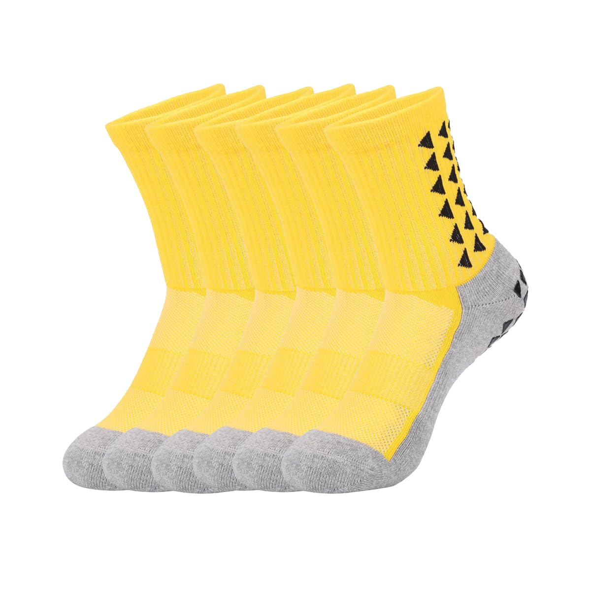 6 pares de calcetines tobilleros con cojín, calcetines deportivos para correr atléticos, calcetines de algodón antiampollas para hombres y mujeres, amarillo, 6 Pares Amarillo, 6-8