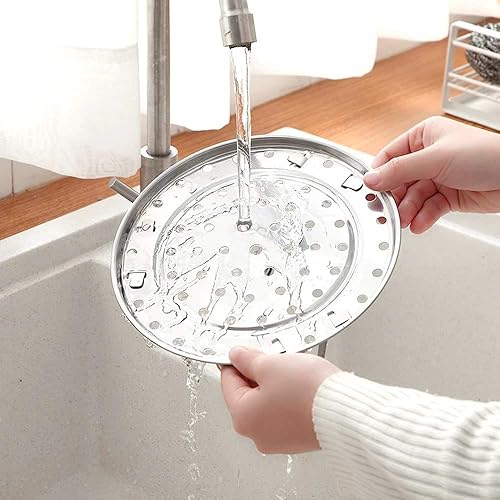 Miniatura 4 de Paquete de 5 estantes de vapor de acero inoxidable con patas desmontables para hornear cocinar, cocinar al vapor (7 pulgadas, 8 pulgadas, 8.8