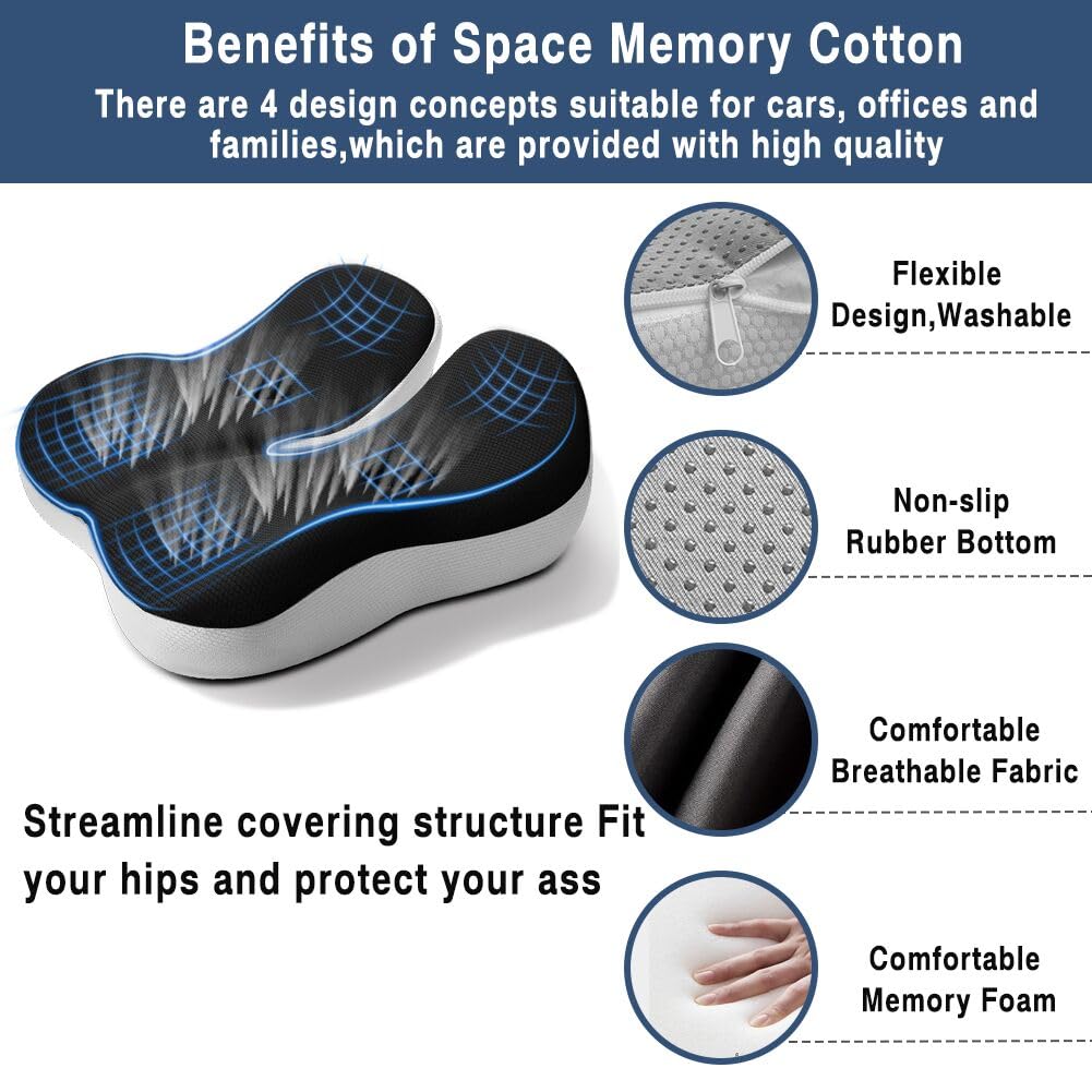 Seat Cushions Comfort Memory Foam Cushion for Office Chair Car Seat Donut Cushion for Coccyx Tailbone Pain Relief — view 4