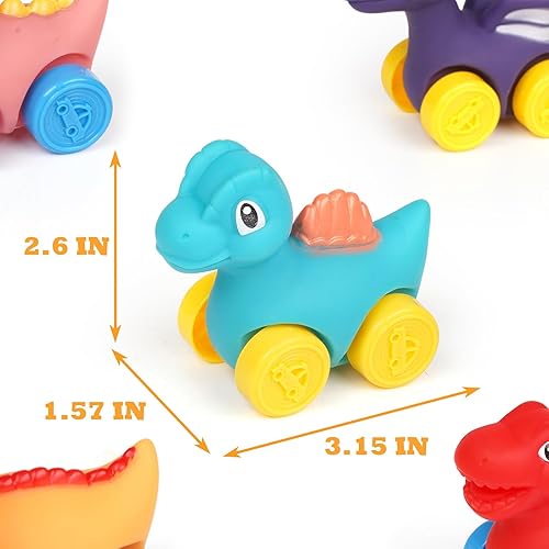 Miniatura 5 de 13 piezas de autos de carreras de dinosaurios con tapete de juego, señales de tráfico de aprendizaje para niños pequeños, camiones de juguete,