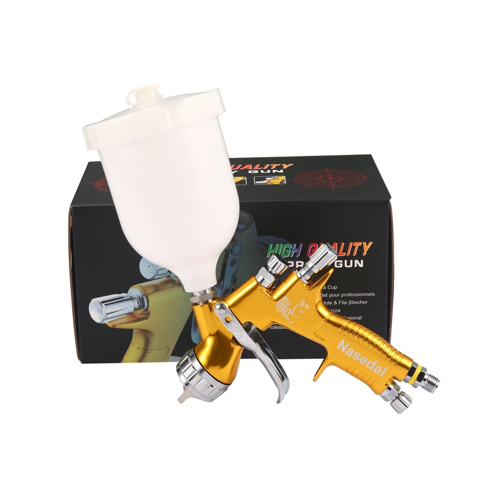 Pistolet natryskowy, Pistolet natryskowy Pistolet do malowania nosa Dysza 1,3 mm Pistolet do malowania na bazie wody Pistolet na sprężone powietrze Aerograf | 1.8mm Black GTi PRO