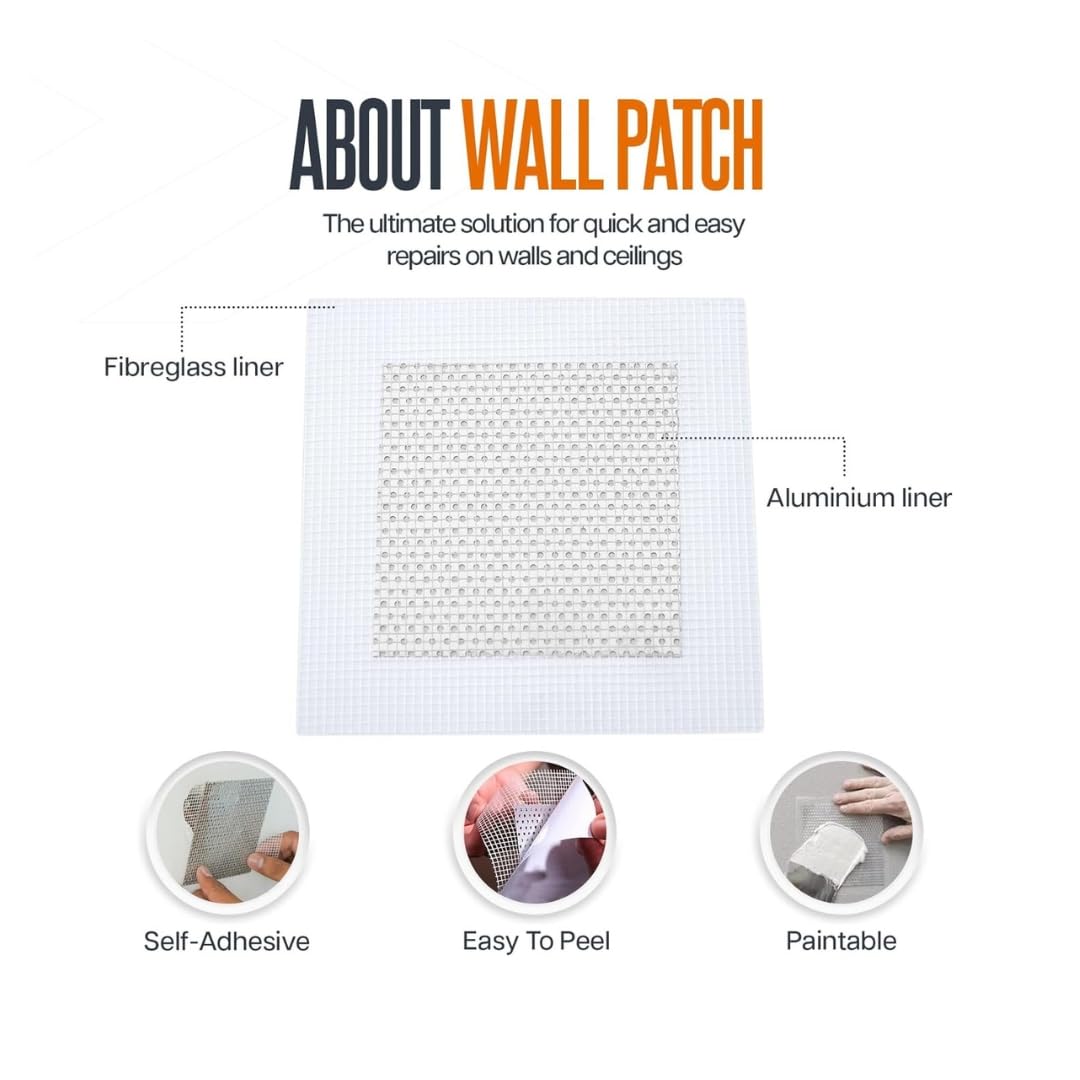 Paquete de 3 parches de pared autoadhesivos de fibra de vidrio de 10 cm x 10 cm, parche de reparación de pared, parche de yeso autoadhesivo, kit de reparación de paneles de yeso para reparar agujeros