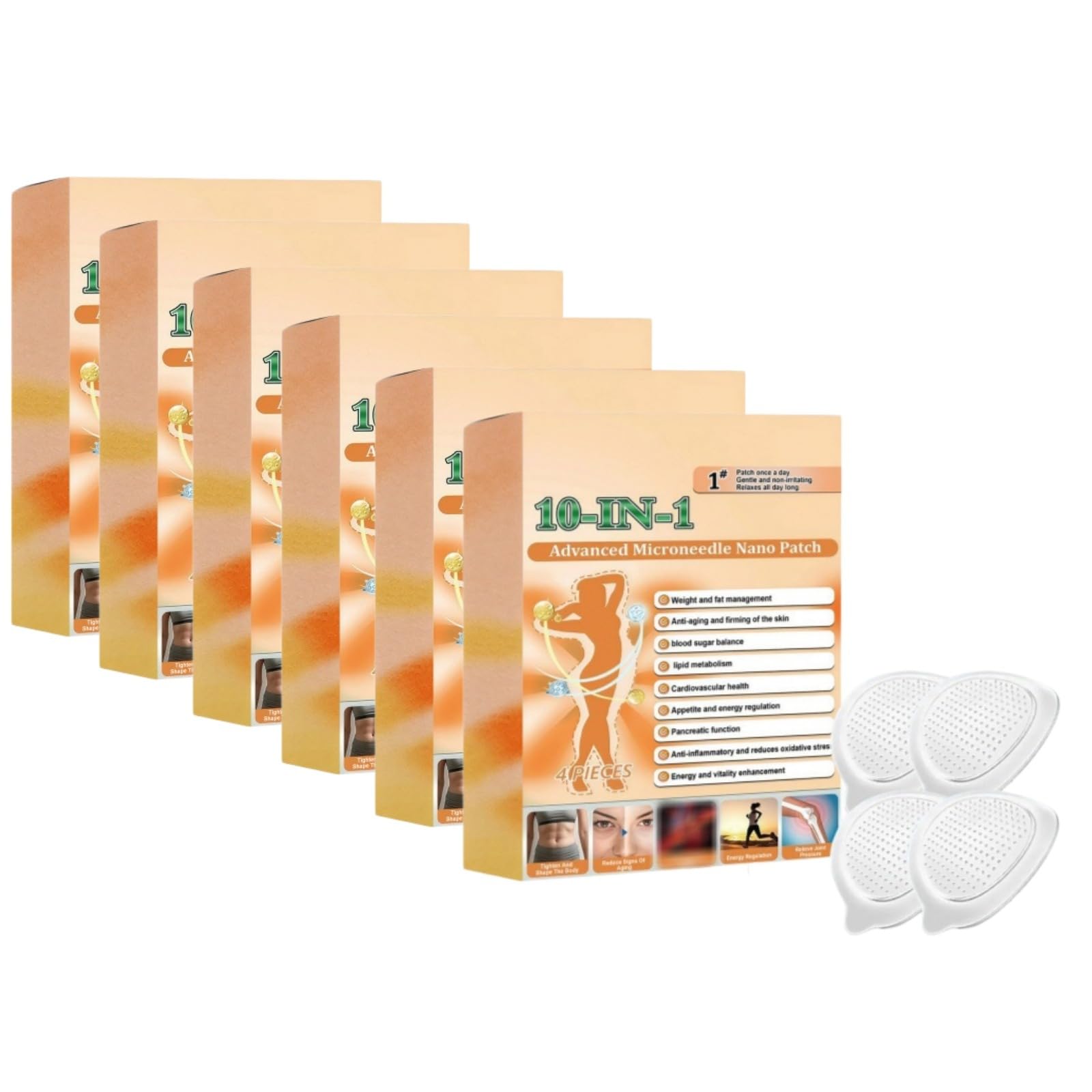 Schlankheits-Pflaster, Microneedle Patches, Berbe-Rine, für alle Körpertypen, tägliche Anwendung, Advanced Na-no natürliche Inhaltsstoffe, straffende Haut, natürliche Inhaltsstoffe, unsichtbar unter
