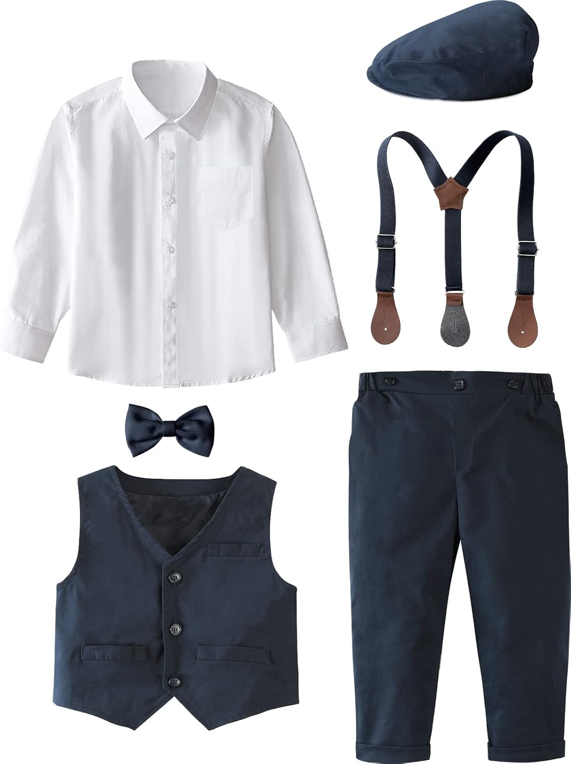 A&J DESIGN Baby Boys Formal Outfit Toddler Wedding Dress Clothes Kids Gentleman Suit Pants Set with Suspender - Image 4