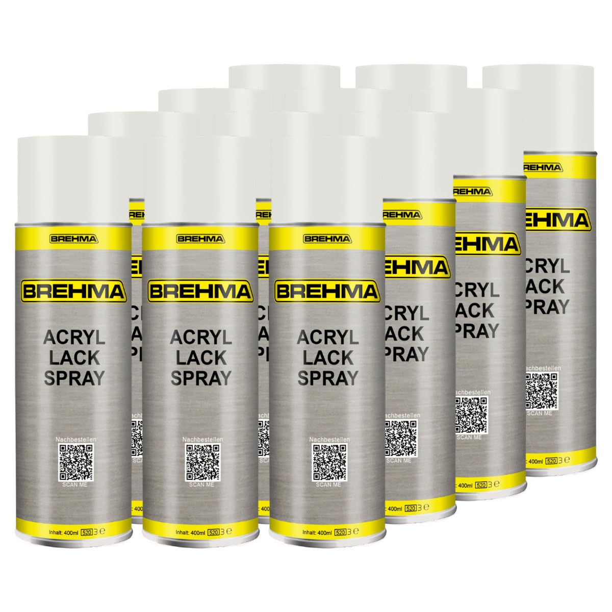12x Acryl Lackspray Ral 9016 Verkehrsweiss matt Lack Farbe Sprühfarbe 400ml