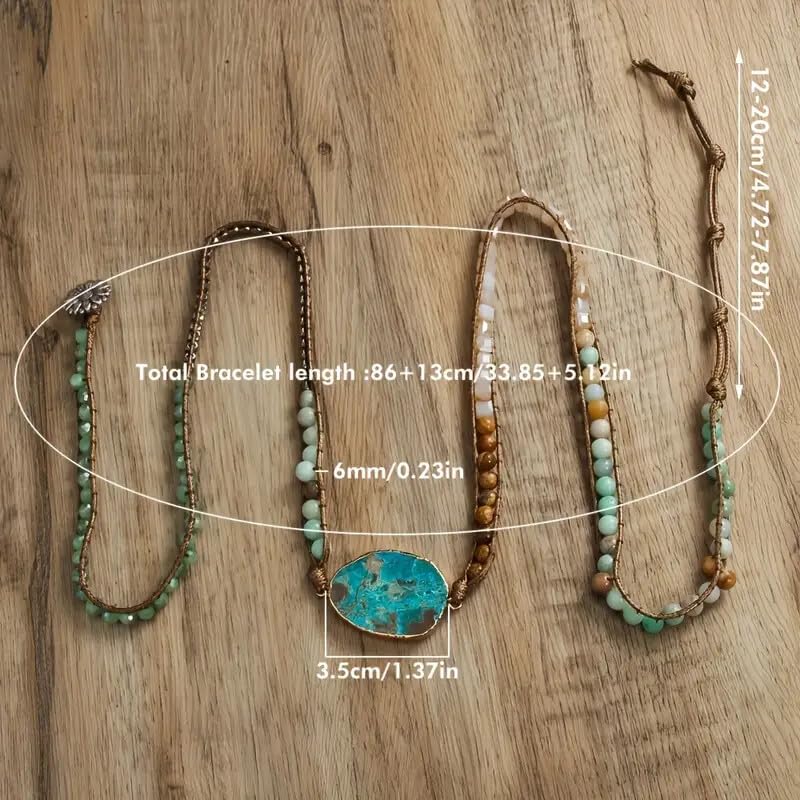 Image of Boho Wrap Bracelet for Women, Handmade Natural Imperial Jasper Multi-Layer Stone Beaded Bracelet, Bohemian Healing Crystal Stone Jewelry Gifts