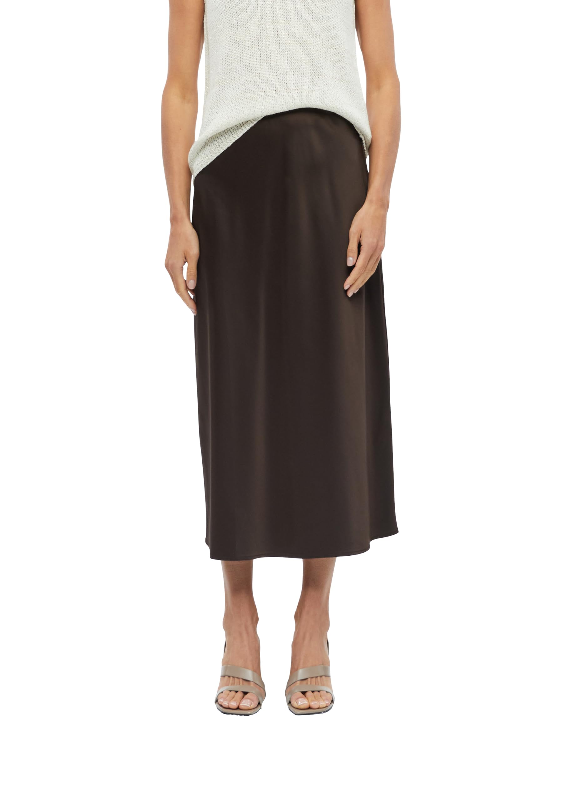 s.Oliver Damen Rock – Regular Fit, Satin-Qualität, Elastikbund, Midi-Länge – Für Business & besondere Anlässe