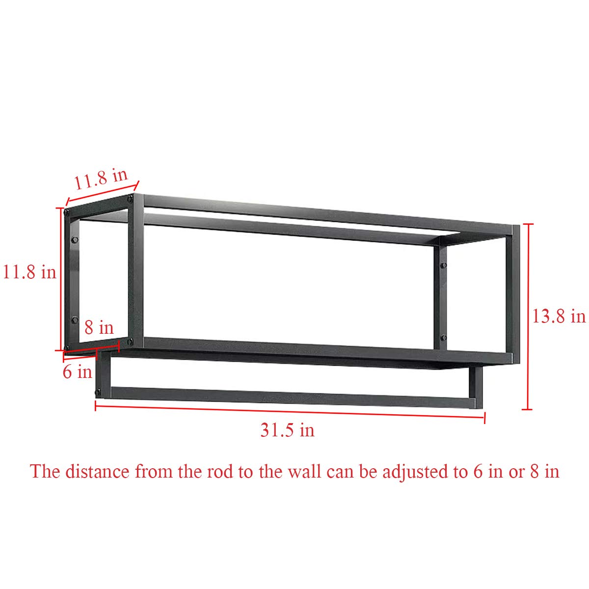 MDEPYCO Creative Square Display Garment Racks in Boutique Clothing Stores, Wall-Mounted Hanging Clothes Shelf in Home, Towel Racks for Bathroom Storage Shelves (Black, 31.5