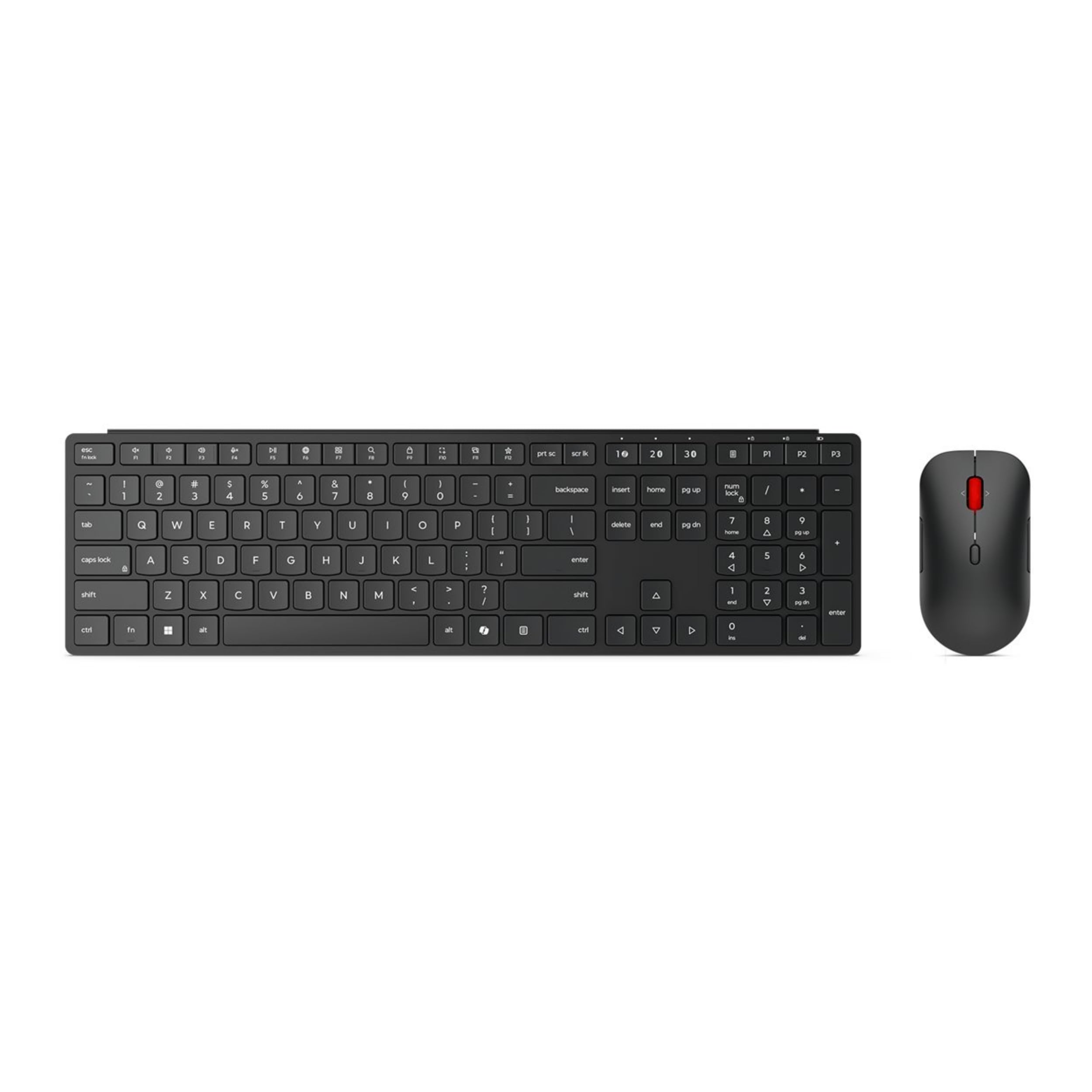 Lenovo Pro Combo 6000 - Tastatur-und-Maus-Set - kabellos - 2.4 GHz, Bluetooth 5.3 - QWERTZ - Deutsch - Finsternis schwarz - braune Box