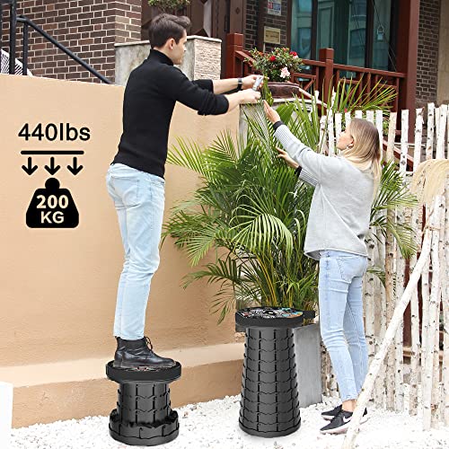 Image of ALEVMOOM Upgraded Portable Collapsible Folding Stool with Cushion Retractable Telescoping Stool for Adults Sturdy Capacity 440lbs Camping Chair for Outdoor Hiking Garden with Bag