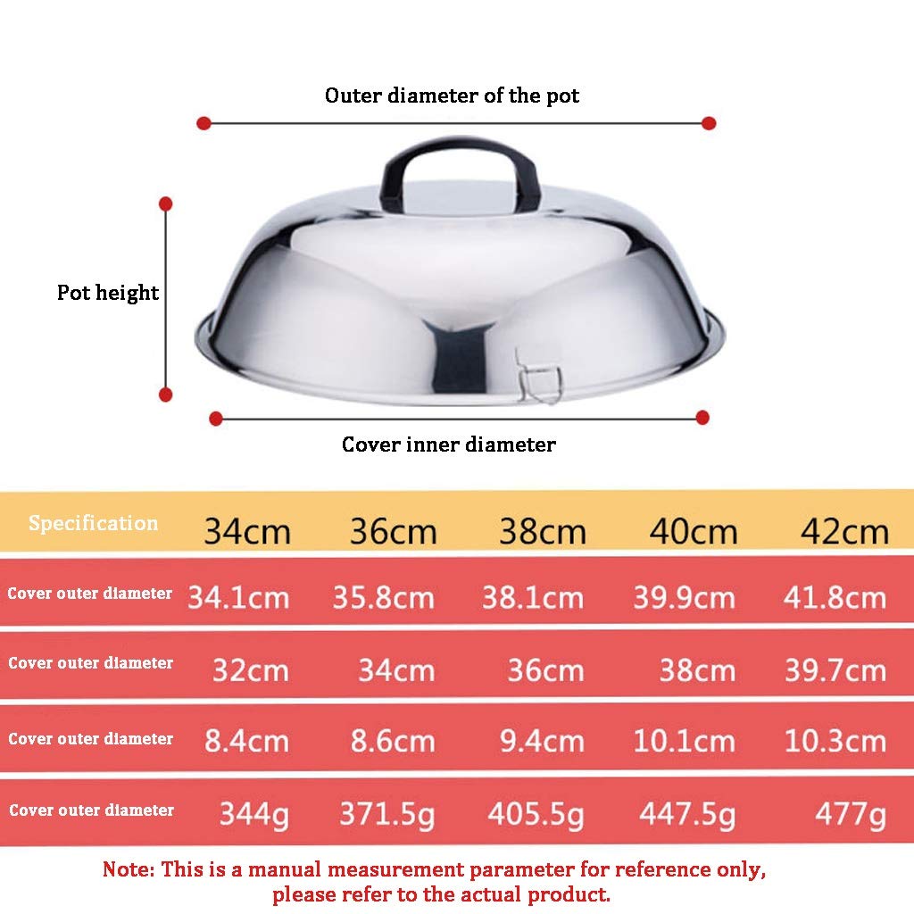 Coperchio,Coperchio in Vetro/Inox/Alluminio,Coperchi per pentole Coperchio per padella in acciaio inossidabile Coperchio per wok in vetro temperato Coperchi di ricambio per pentole di grandi