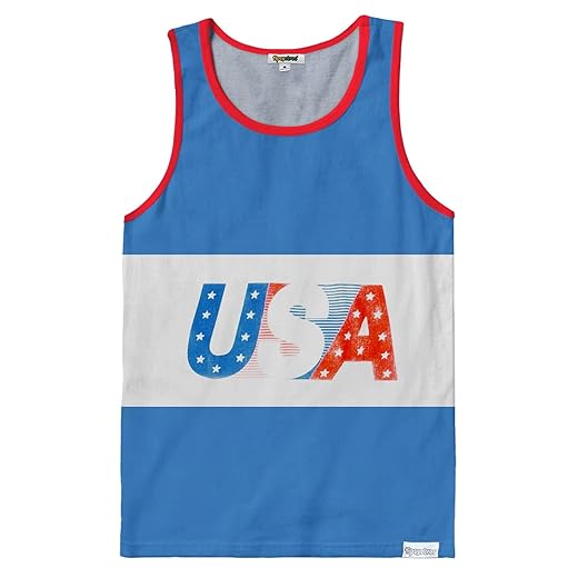 Tipsy Elves 4th of July Tank Tops Mens USA Sleeveless Shirts Retro Patriotic American Flag Tanks for Men