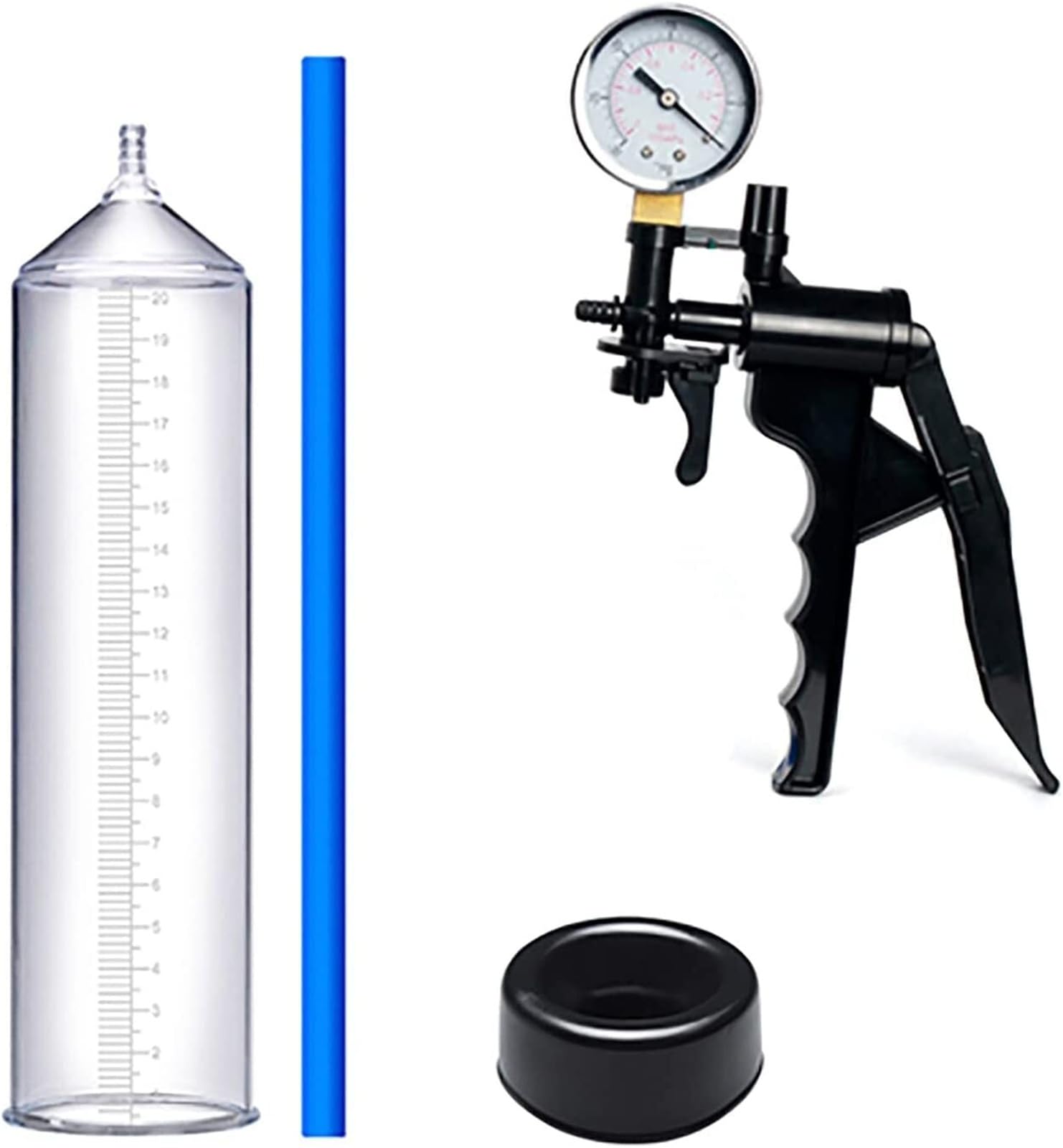 Bomba De Potencia For El Pene Con Manómetro For Aumentar, Agrandar, Como Ayuda For Erección Mango Tijera Y Anillo