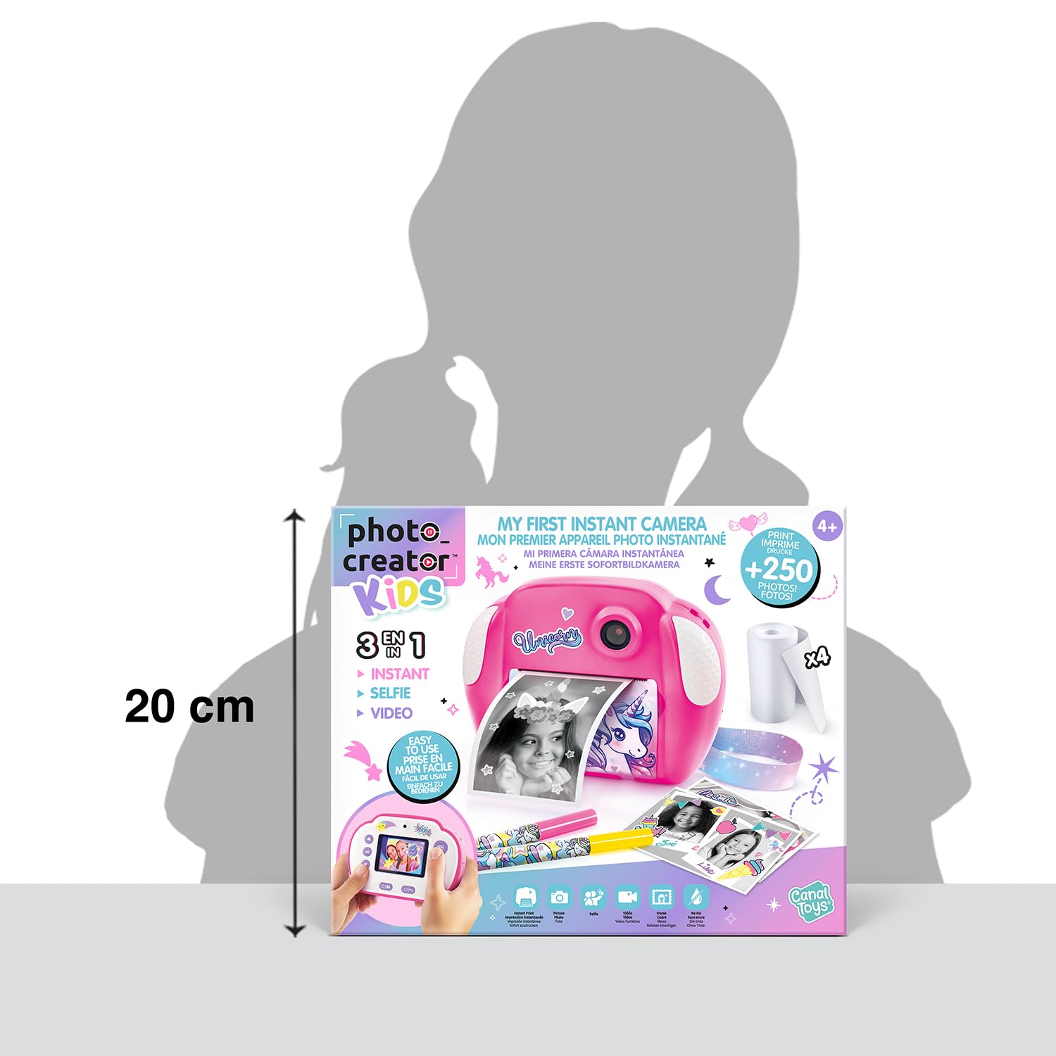 Canal Toys - Photo Creator - Appareil Photo à Impression Instantané Rose pour Enfants de 4 Ans+ - Selfie & Caméra Vidéo - Impression sans Encre sur Papier Thermique - Cadre - Idée Cadeau - CLK 013