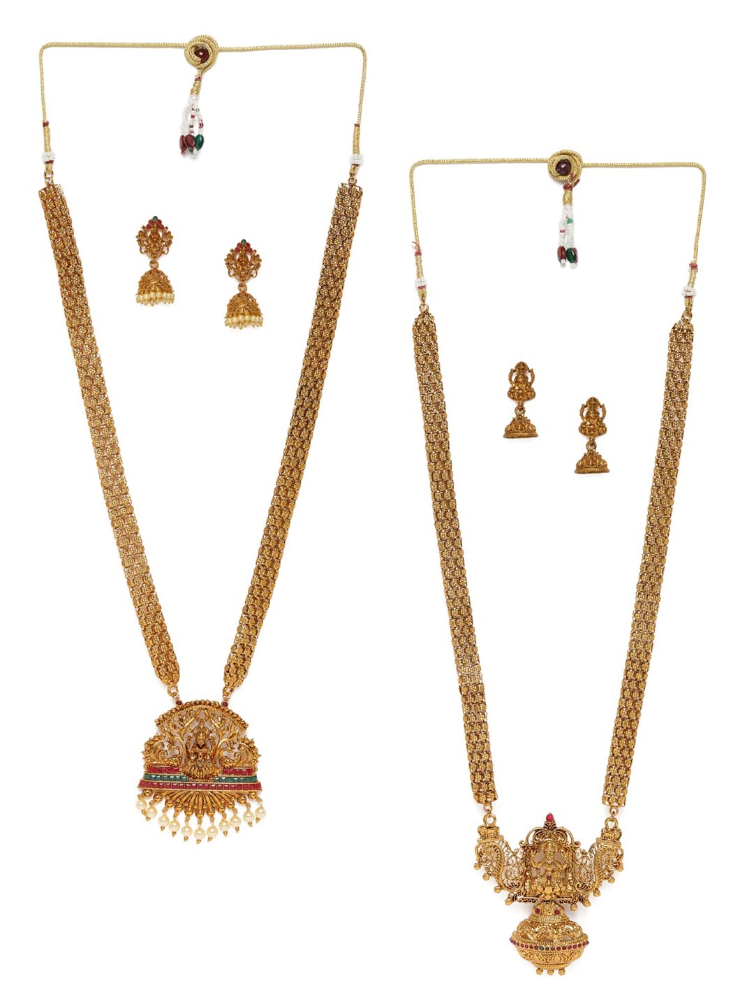 ZAVERI PEARLS Set of 2 Gold Tone Goddess Laxmi Temple Necklace & Earring Set For Women-ZPFK15374 (B0BPT1TG7F) Amazon Price History, Amazon Price Tracker