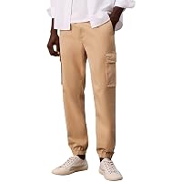 Calvin Klein Uomo Pantaloni Cargo Comfort Cotton Skinny Fit, Beige (Travertine)