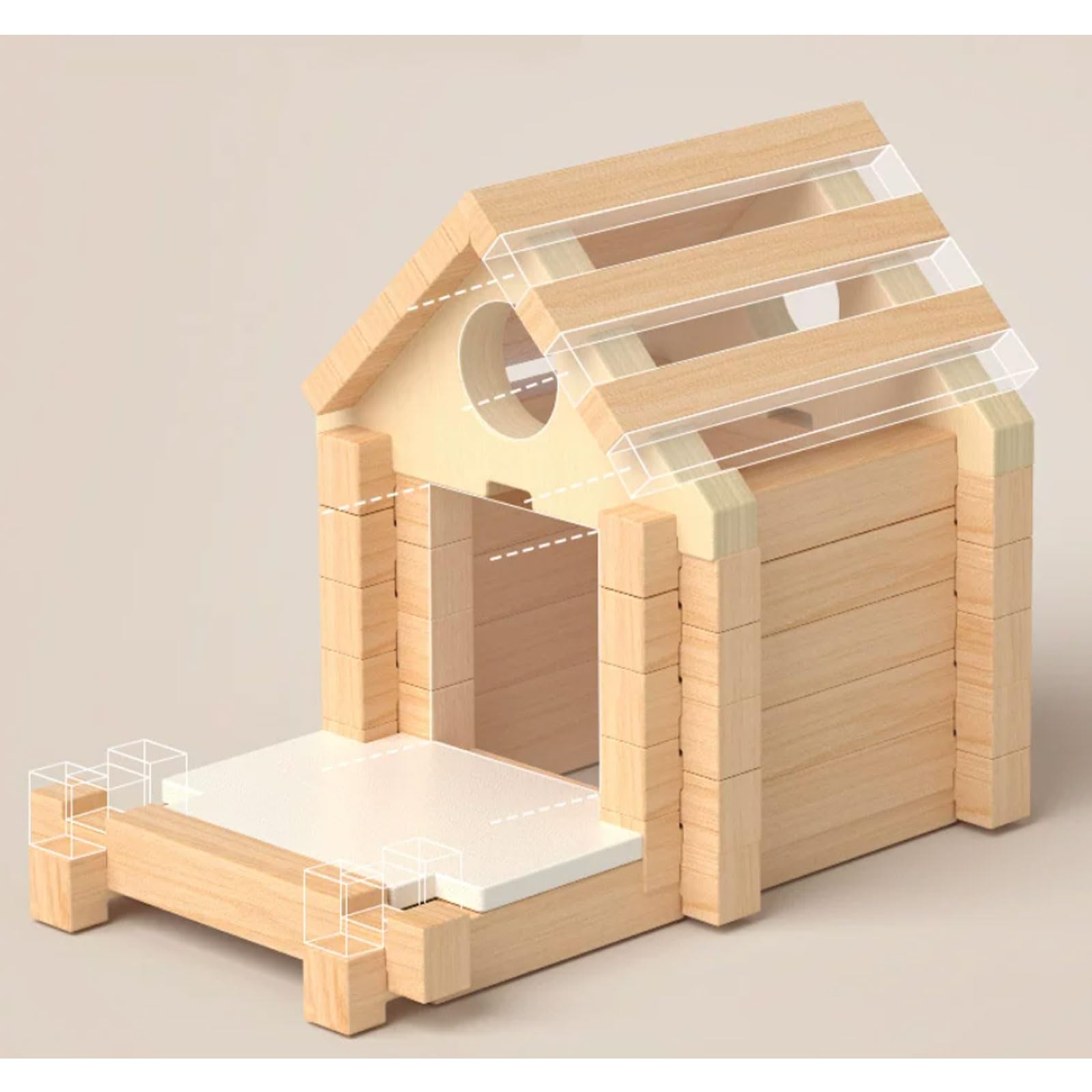 Set di Blocchi da Costruzione in Legno Montessori | Giocattolo da costruzione di case STEM, giocattolo creativo di finzione architettonica