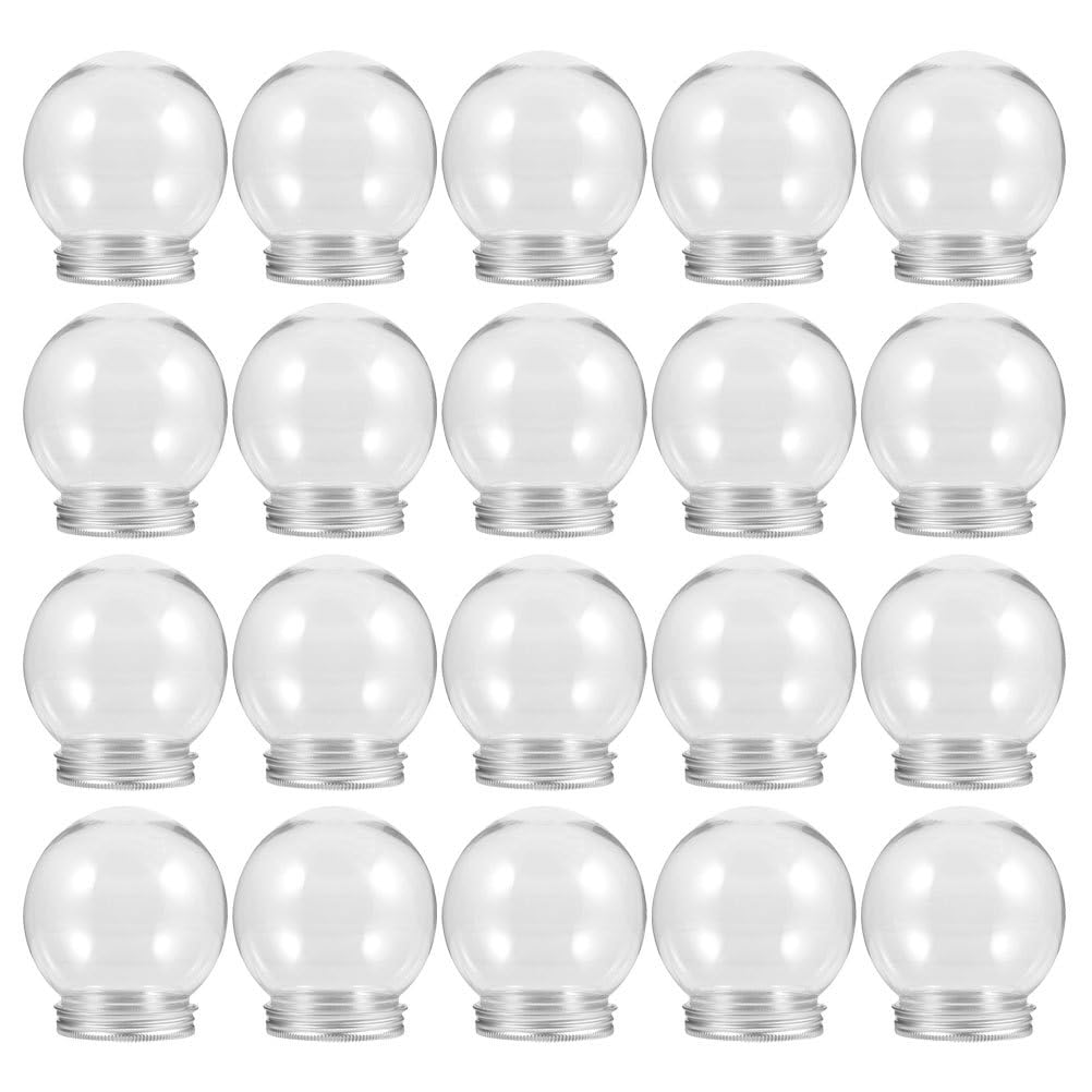 BESTOYARD 20Pcs DIY Snow Globe Water DIY Kit - Clear Water Globe Jars, Photo Snow Globes, Fancy Snow Globes with Glitter Flakes