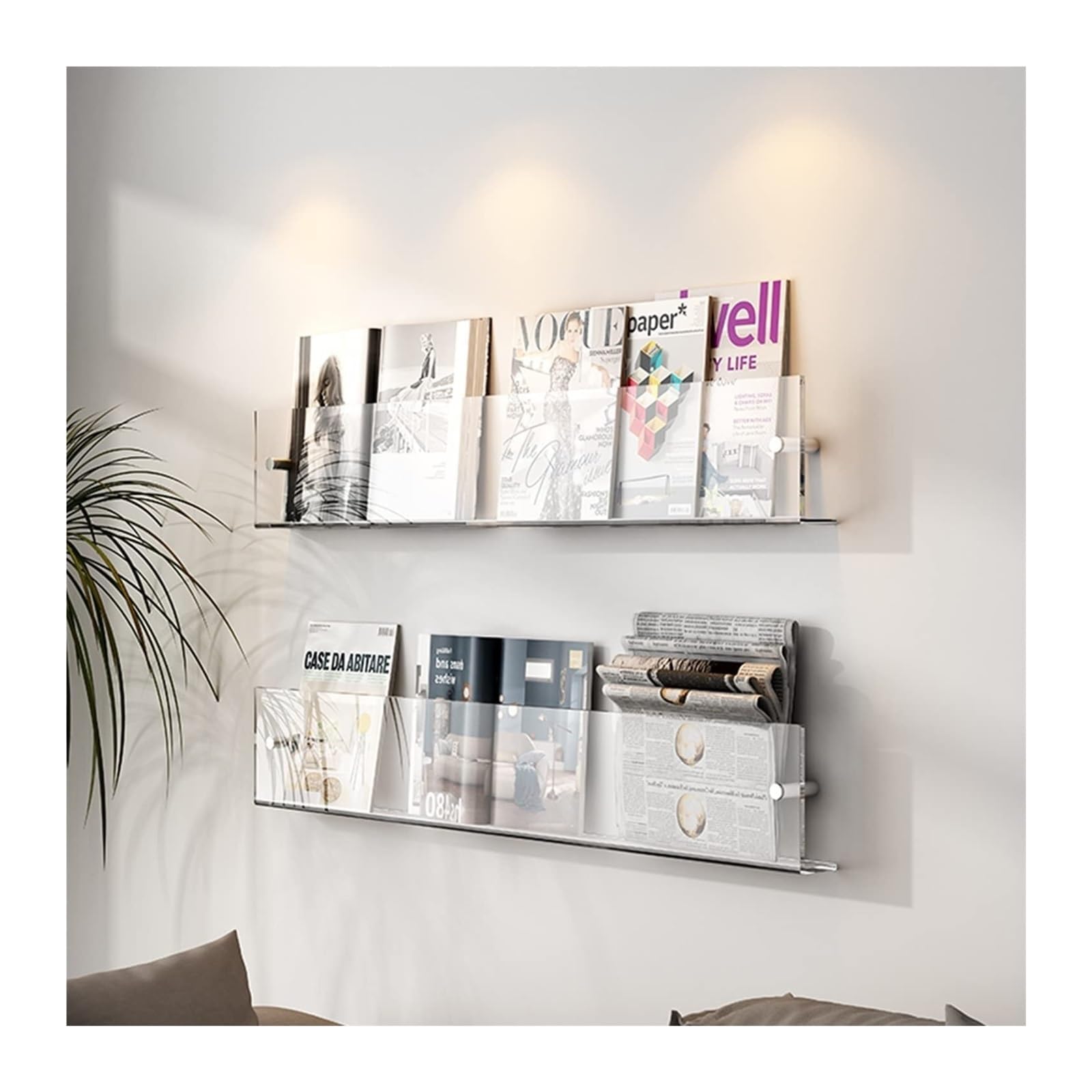 Lot de 3 Porte-brochures en Acrylique, Porte-revues Mural, présentoir pour dépliants, brochures et menus – Solution de Rangement élégante pour publicités