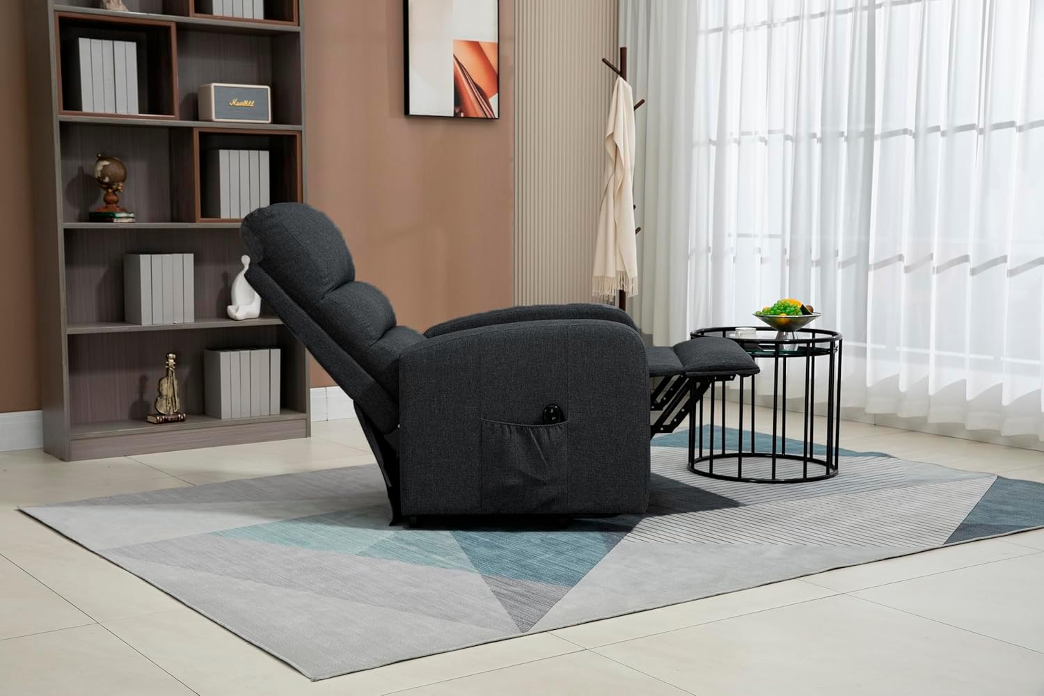 DUPI Sillón Relax eléctrico Confort | Reclinable y eleva-Personas | Mando a Distancia | Tela Poliéster Microfibra | Negro