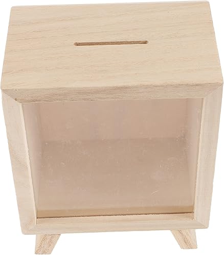 Alipis Marco acrílico bancos de monedas de año decoración decorativa de cristal para dinero en efectivo de madera linda irrompible para boda café