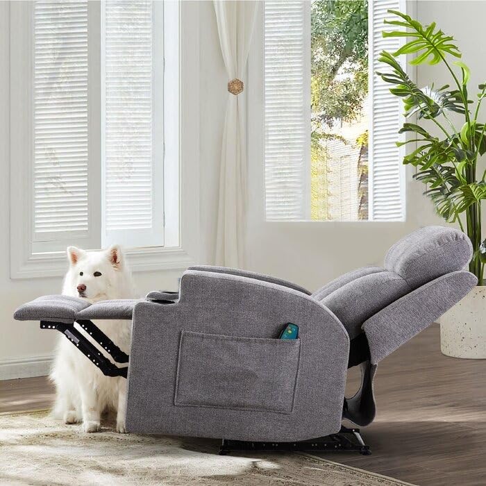 Image of Torque - Clinton 1 Seater Fabric Manual Recliner | Recliner Sofa /Chair for Living Room, Bedroom, Office (Grey) | 1 Year Warranty
