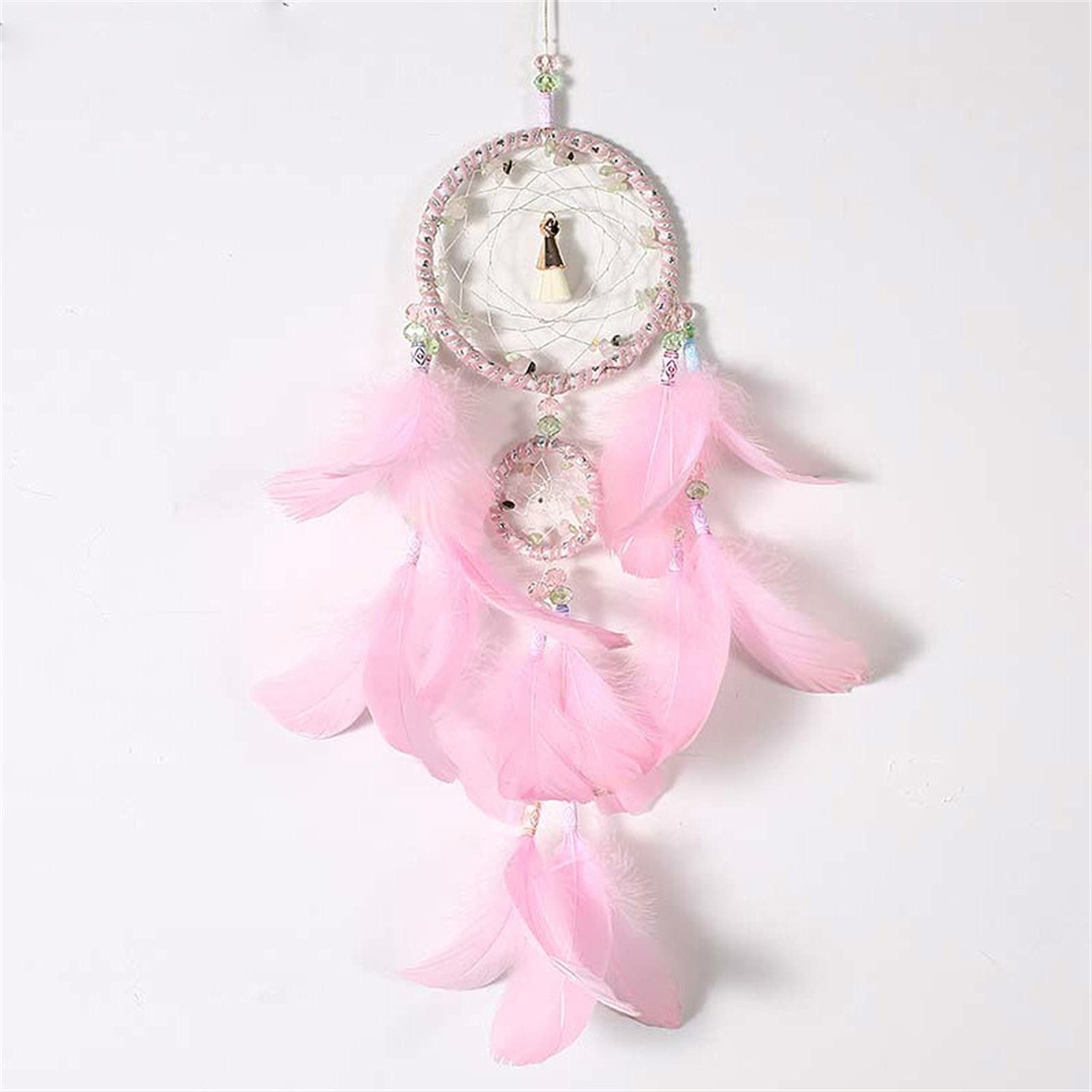 Wandbehang Traumfänger Rosa und Mint Boho Dreamcatcher Home Decor Geschenk Federn Kindergarten (Color : Pink)