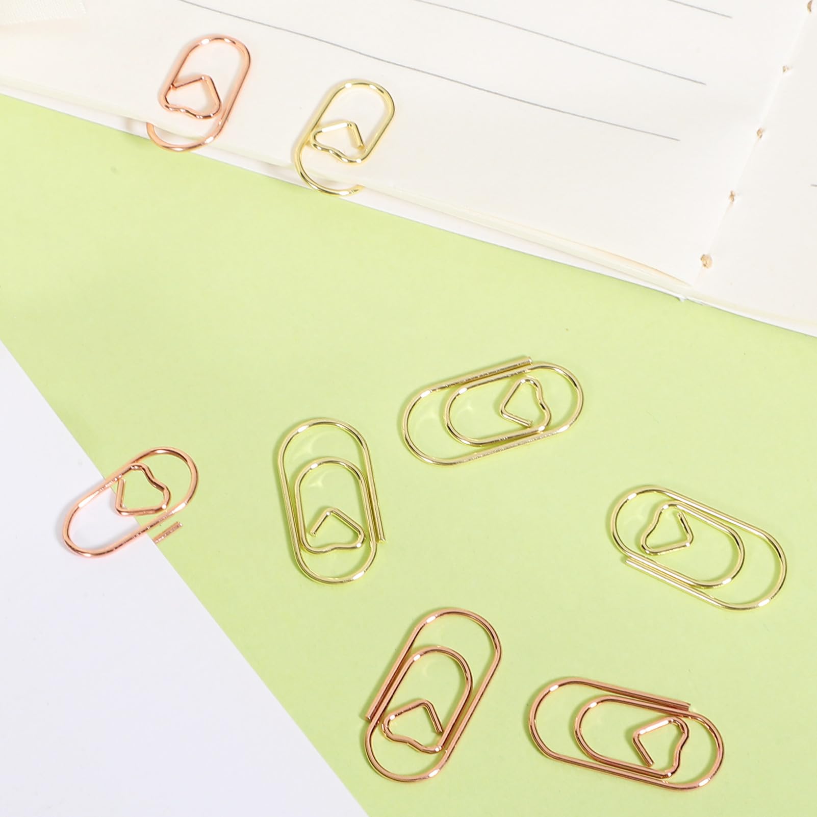 PLAFOPE 400pezzi Fermagli per Carta Forma di Cuore Fermagli in Metallo Piccoli per Raccoglitori di Decorativi per Ufficio e Scuola