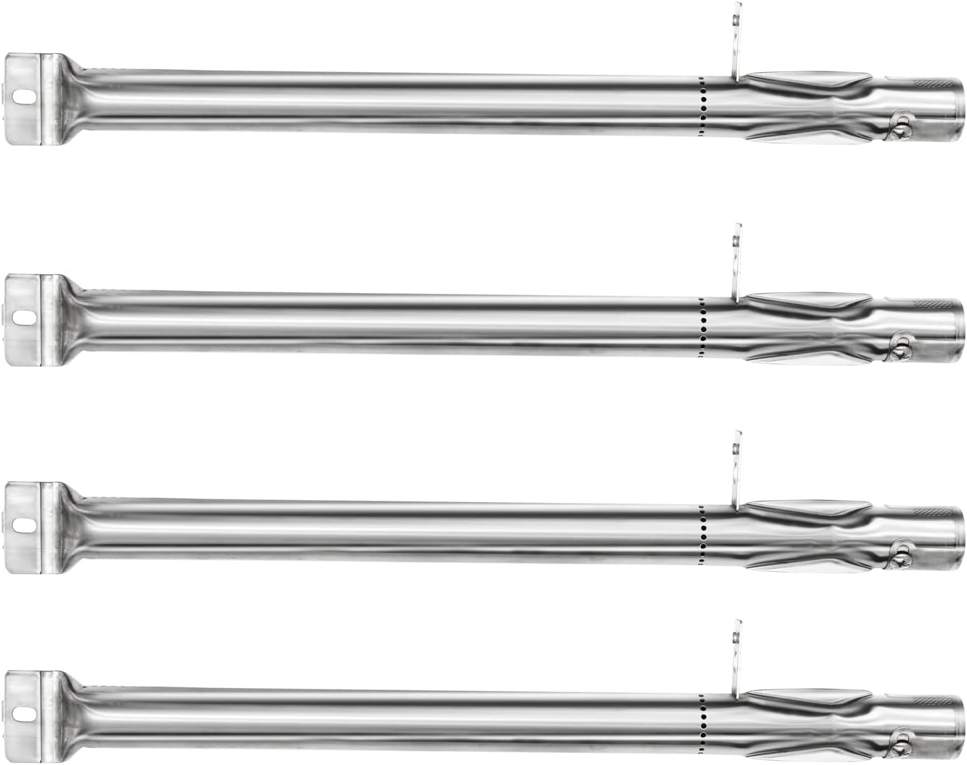 16231 (4-pack) Universal BBQ Gas Grill Replacement Straight Stainless Steel Pipe Tube Burner for BBQ Pro, Kenmore Sears, K Mart Part, Members Mark Part, Outdoor Gourmet, Lowes Model Grills (15 3/8" x 1")