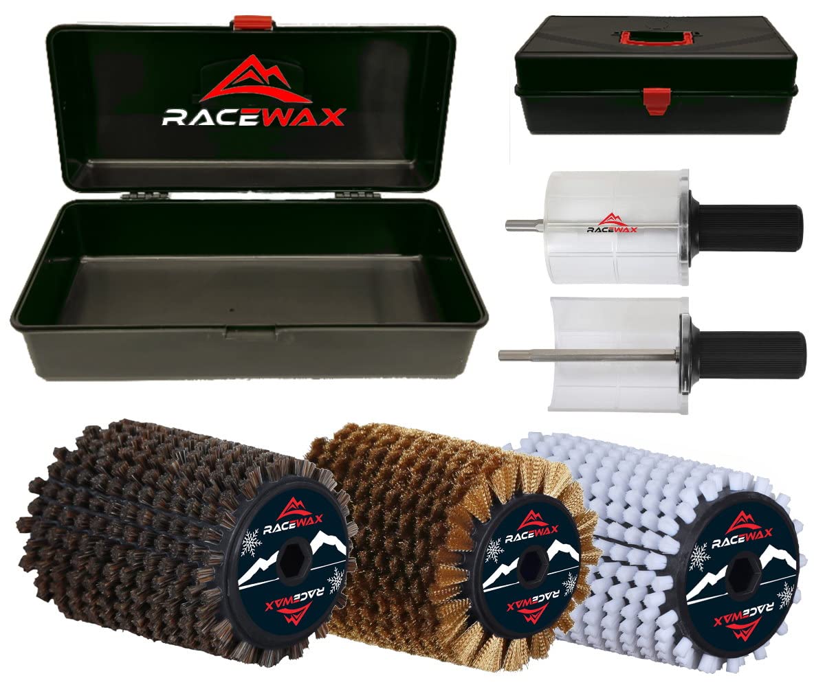 RaceWax Juego de cepillo Roto de 100 mm, nailon, pelo de crin, cobre, cepillo de rotor