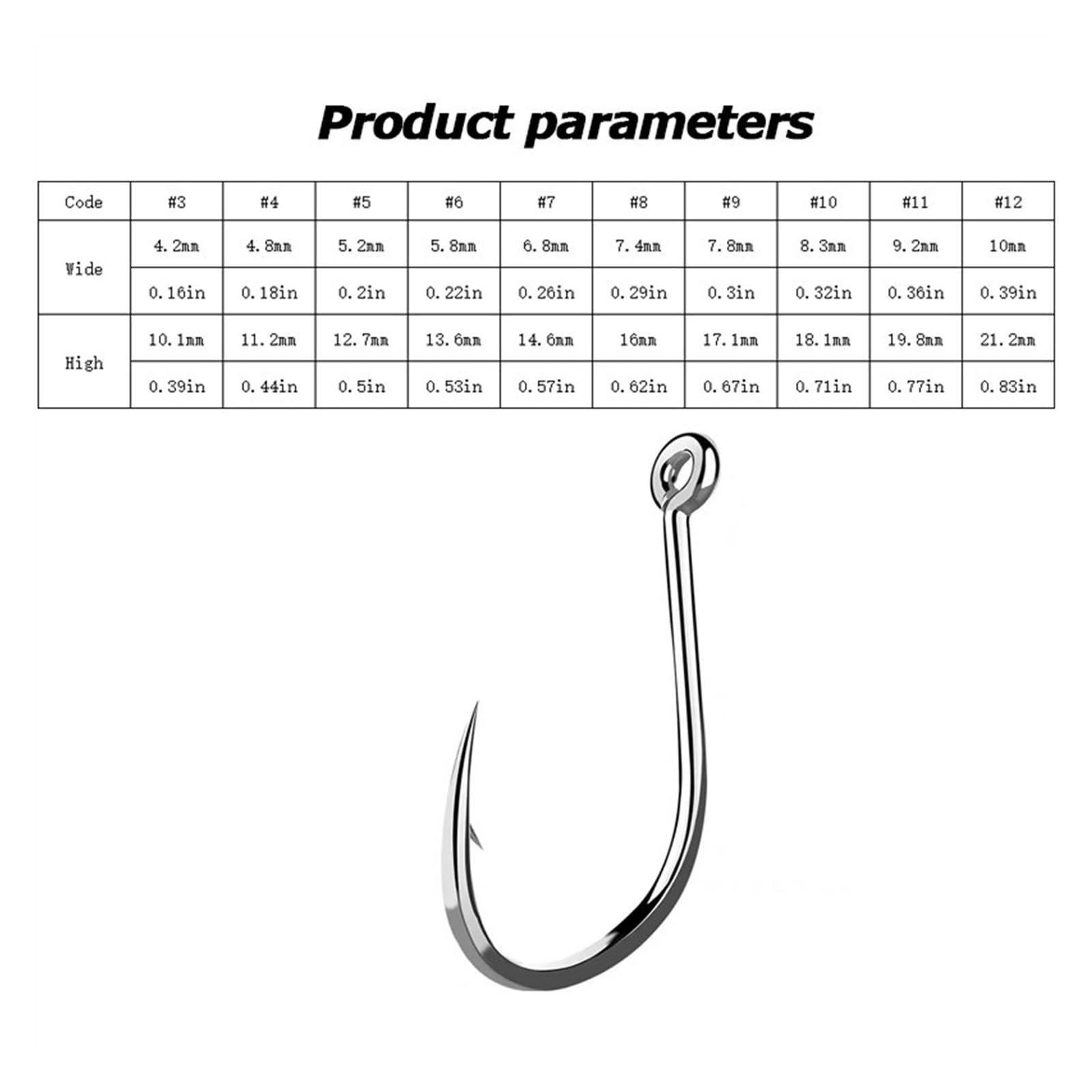 HEXEH Ami da Pesca Ami da Pesca in Acciaio ad Alto tenore di Carbonio 400 Pezzi/Lotto Set di ami da Pesca Offset a Distanza Larga for Acqua salata e Acqua Dolce con 10 Dimensioni Amo da Pesca