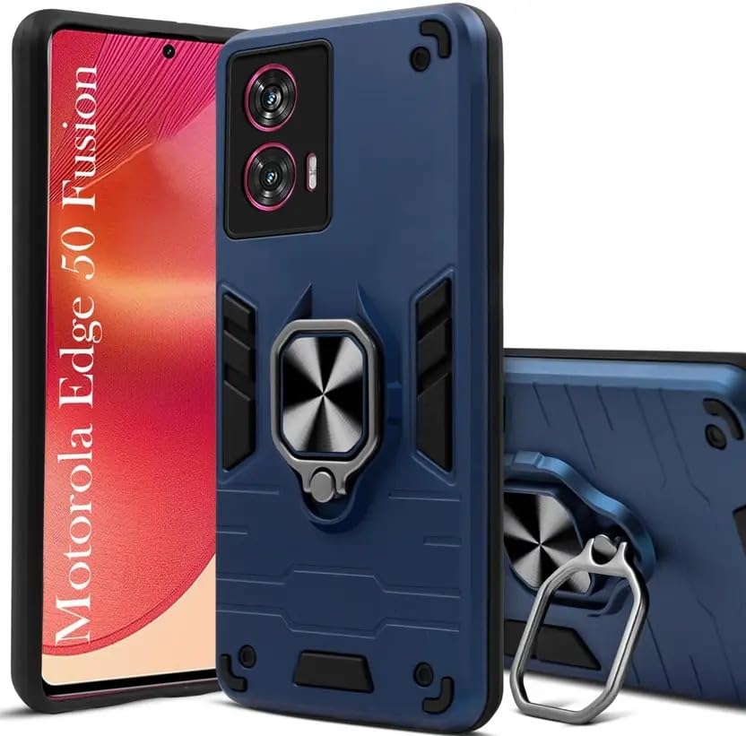 Image of AIBEX Armor Back Cover Compatible for Motorola G96 5G / Motorola Edge 50 Fusion 5G| Rugged Shockproof Case with Ring Holder & Kickstand | Military-Grade Protection | Magnetic Car Mount Compatible