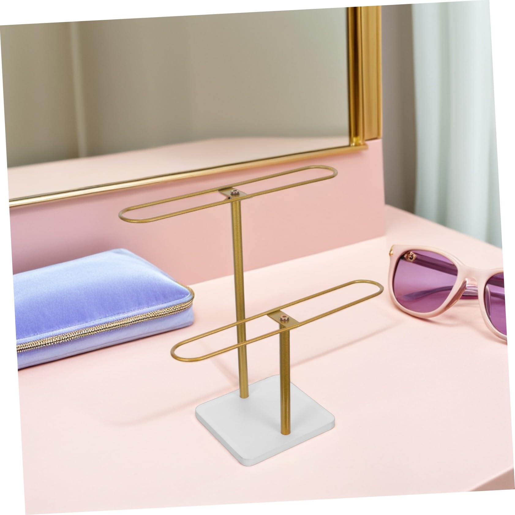 SEWACC 2nivel Estante para Guardar Gafas de Sol Soporte de Metal para Gafas Organizador de Escritorio para Expositor de Monturas para Decoración de Casa