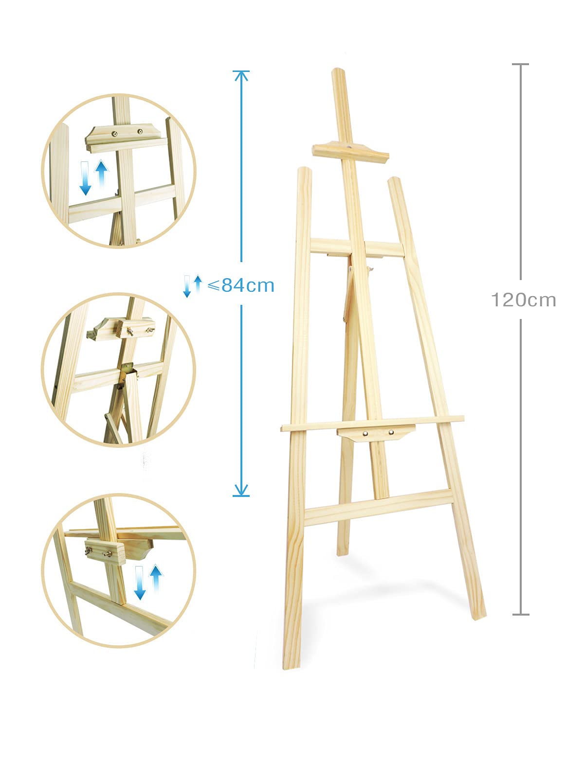 Chevalet de peinture en bois 120 cm