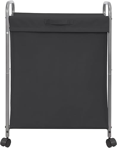Clasificador de ropa sucia de 2 secciones, 2 bolsas, carrito de lavandería rodante, cesta de lavandería con ruedas resistentes con cerradura y bolsa