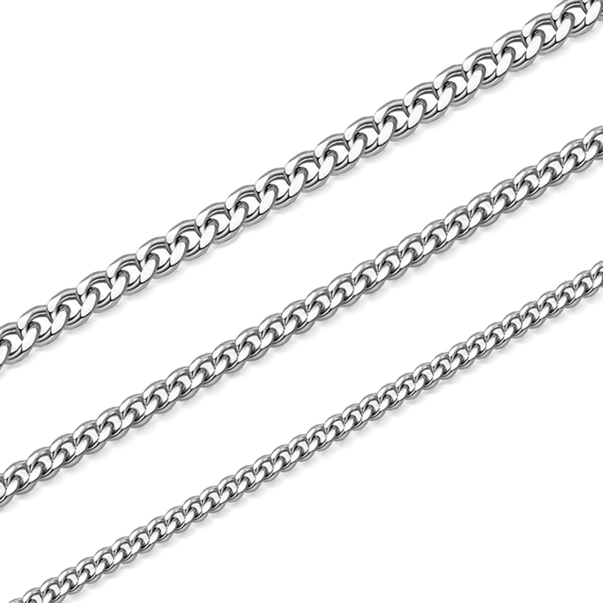 Chains for Men Silver Gold Plated 3.5mm/4mm/5mm Stainless Steel Cuban Link Chain Necklace for Men Hip hop Mens Jewelry