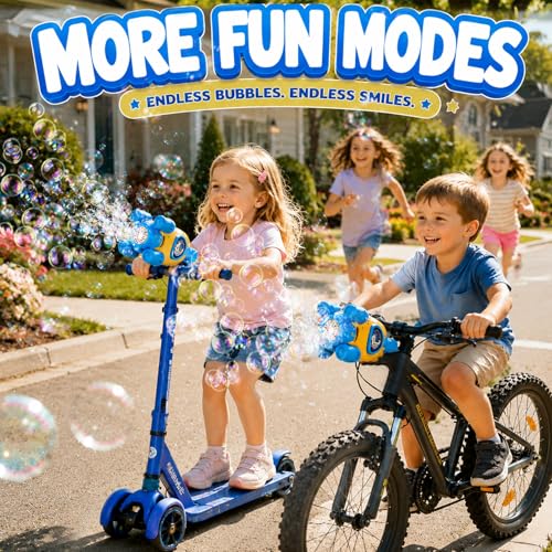 AIERSA Máquina de Burbujas para Bicicleta para Niños, Recargable Automática con Luces y Control Remoto, Usable de Mano o Montada en Bicicleta, Juguete de Verano para Niños y Niñas miniatura 3