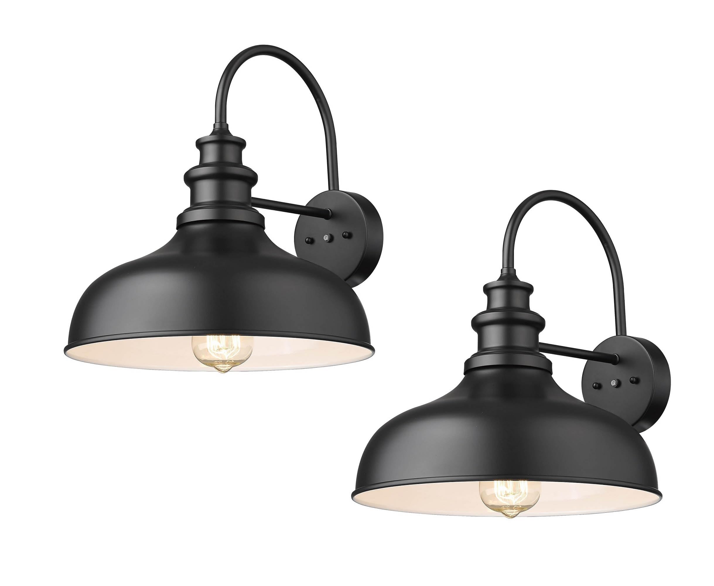 Bestshared Farmhouse Gooseneck Barn Lights Dusk to Dawn Medium Outdoor Wall Lights Outdoor Wall Lantern Wall Mount Outdoor Lighting Fixture (2 Pack, Black+White)