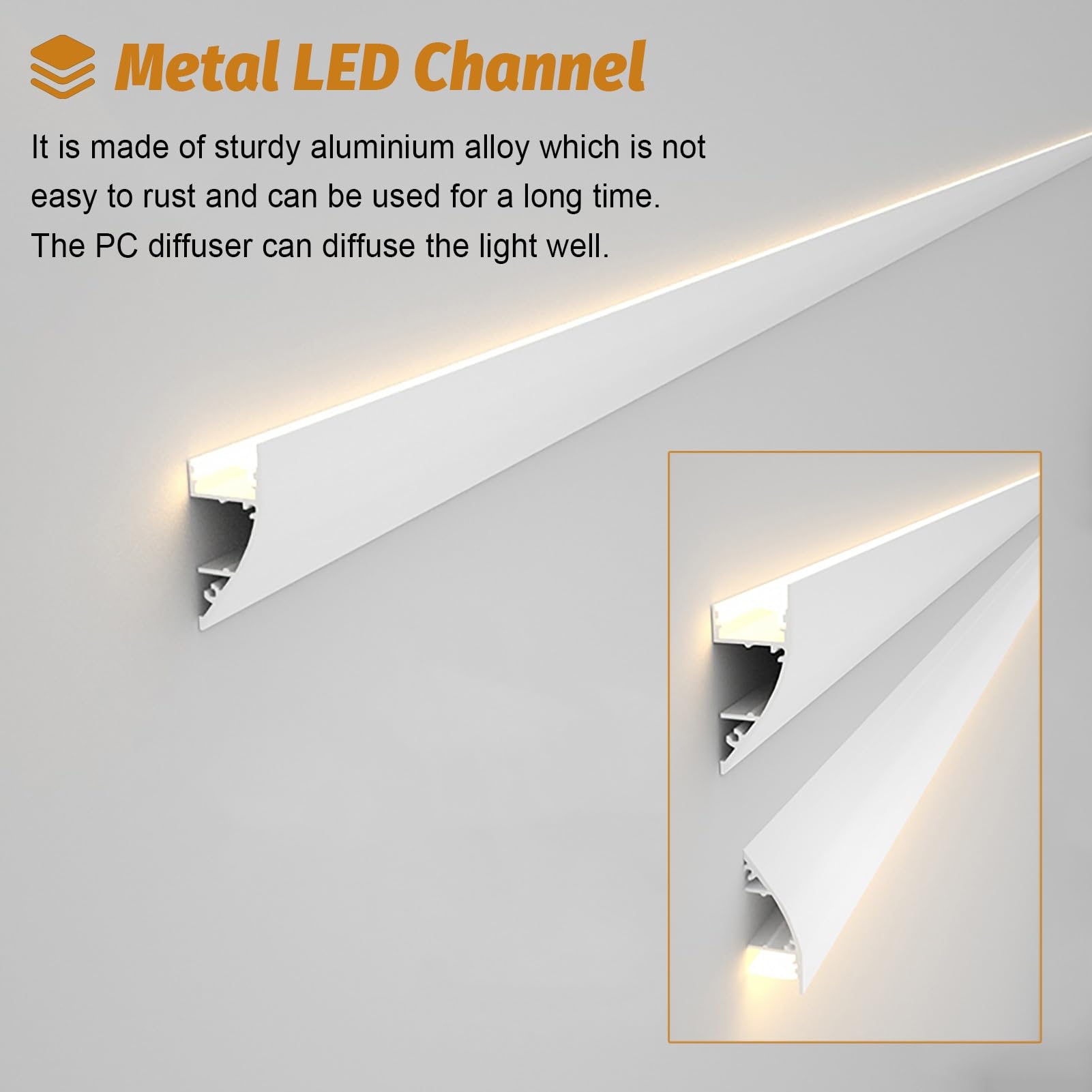 Diffusore a canale LED lineare a soffitto in PC in alluminio